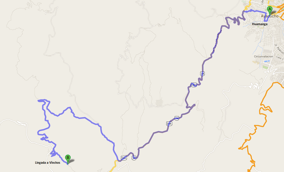 Ruta para llegar a Huaraca