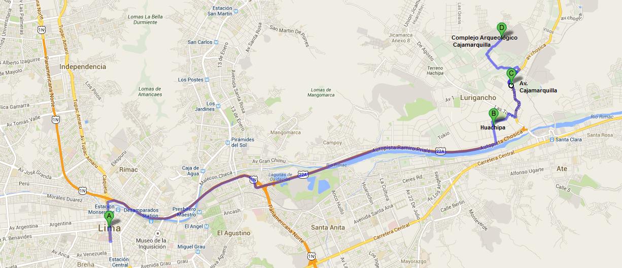 Ruta para realizar ciclismo en Cajamarquilla