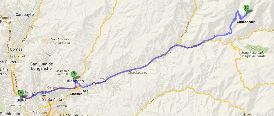 Ruta para realizar ciclismo en Canchacalla